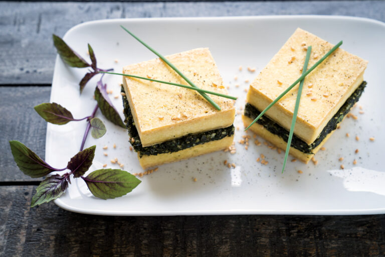 Seaweed Pesto Stuffed Tofu Steaks