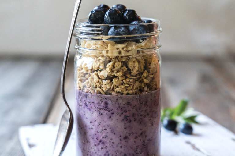 Blueberry Chia Granola Pudding