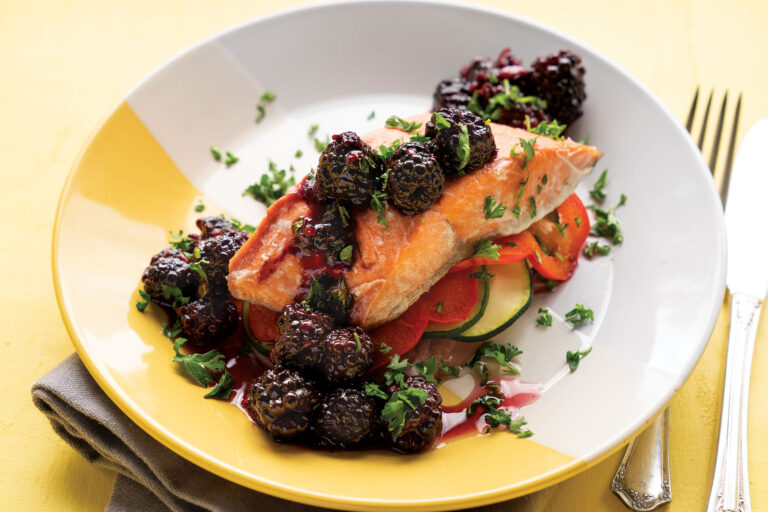 Salmon En Papillote with Blackberry Sauce