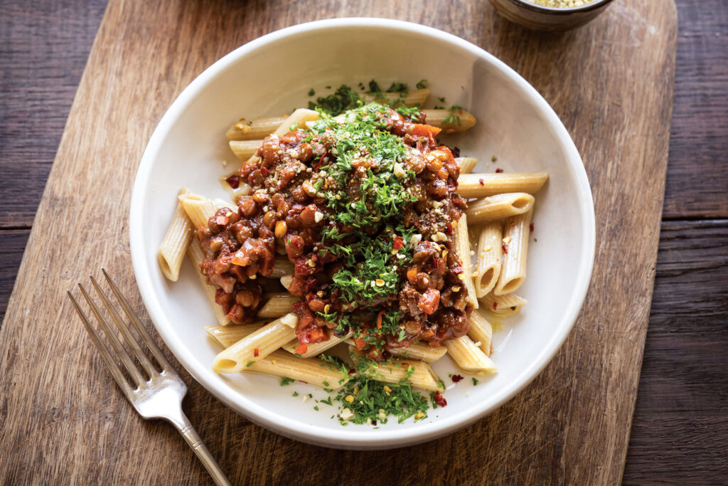 Mushroom Lentil Ragu Pasta