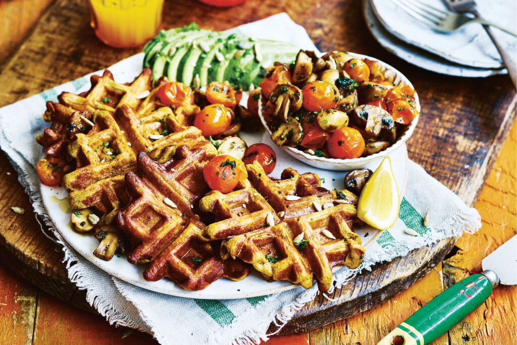Sweet Potato Waffles with Sautéed Mushrooms