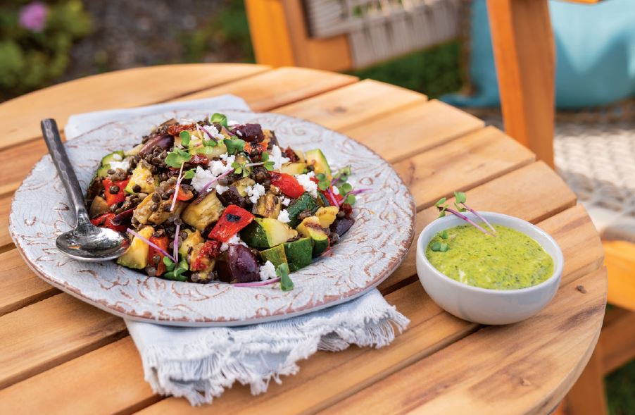Grilled Ratatouille Lentil Salad