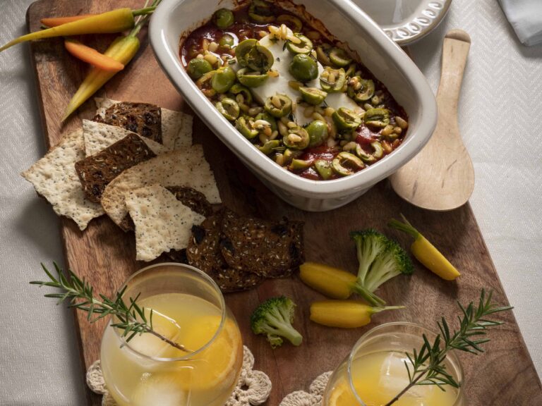 Olive and Lemon Baked Feta