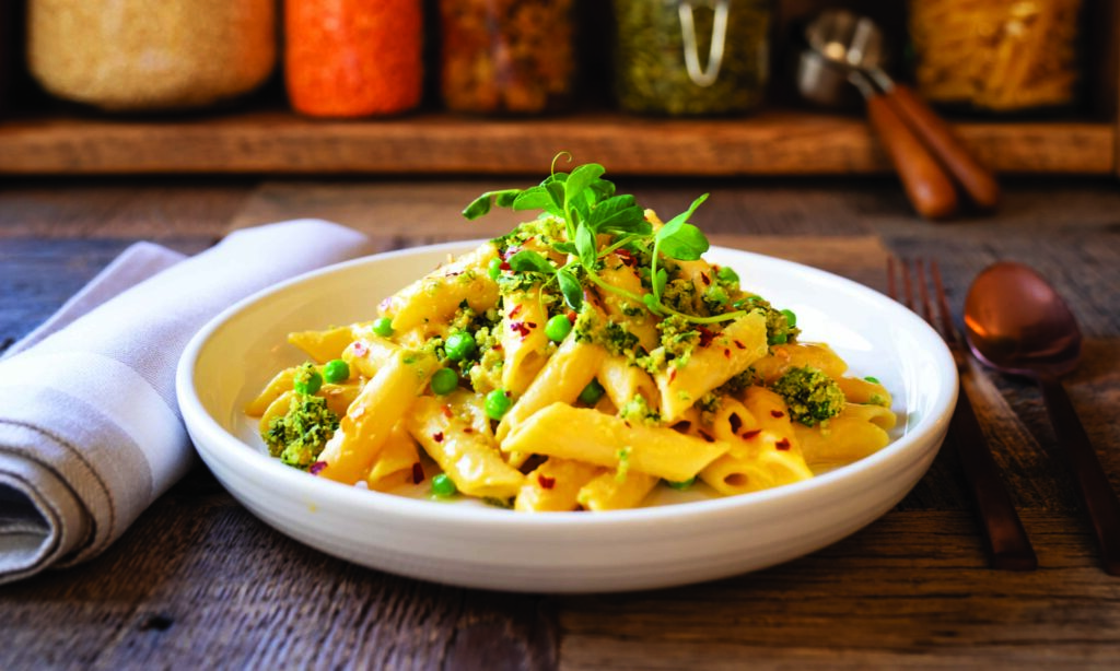 Creamy Butternut Pasta with Cashew Crumble Topping