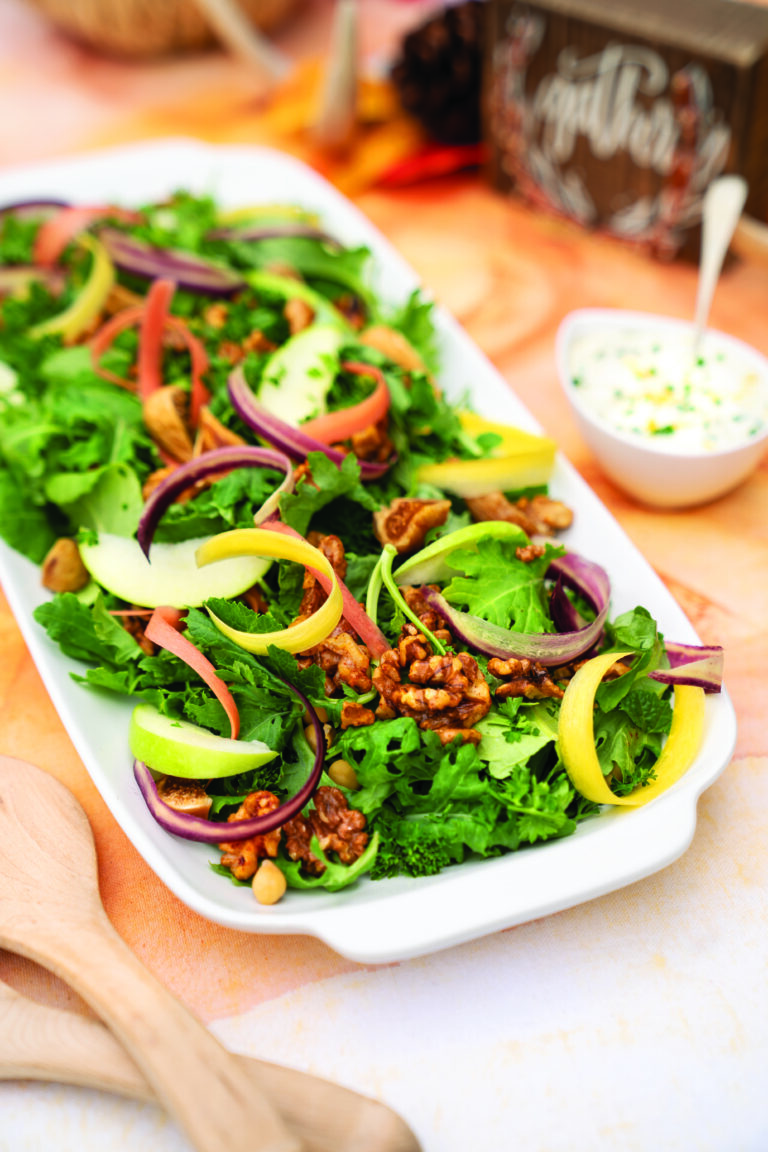 Fig Kale Salad with Tangy Goat Cheese Dressing
