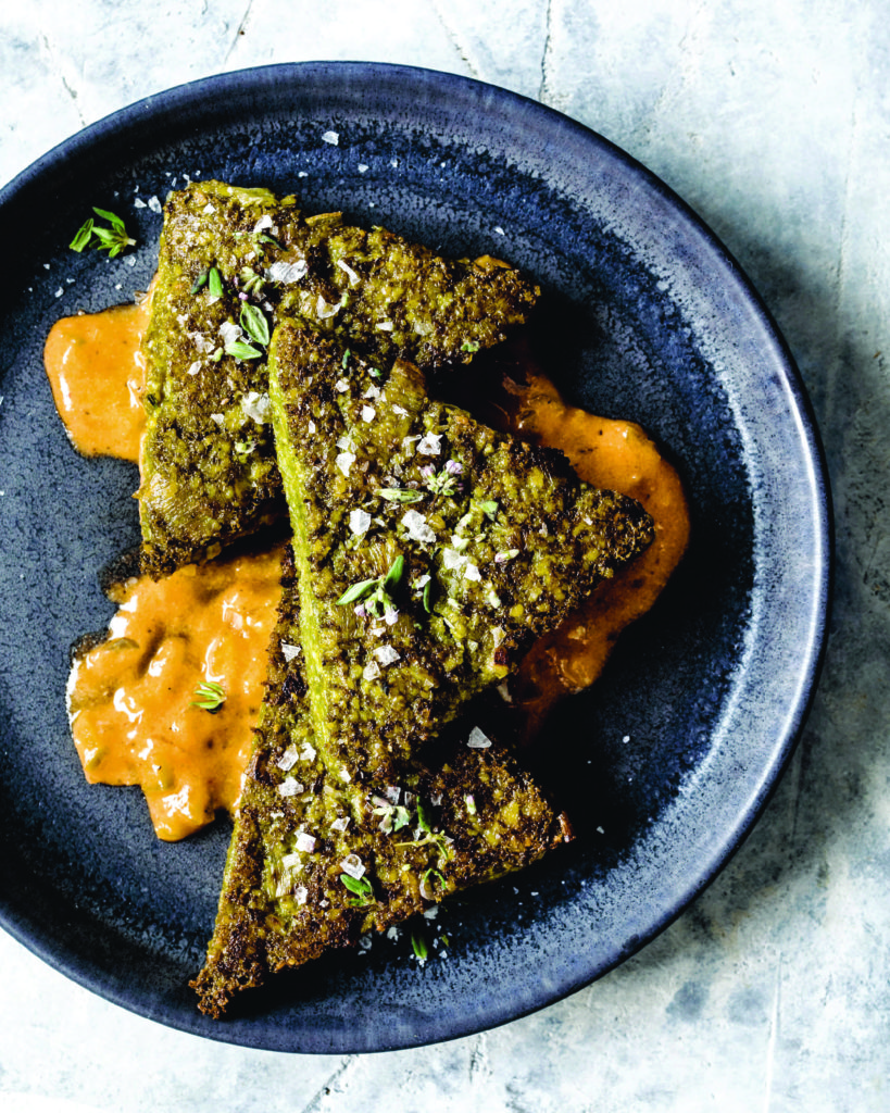 Spinach and Kale Grit Cakes with Creamy Creole Sauce