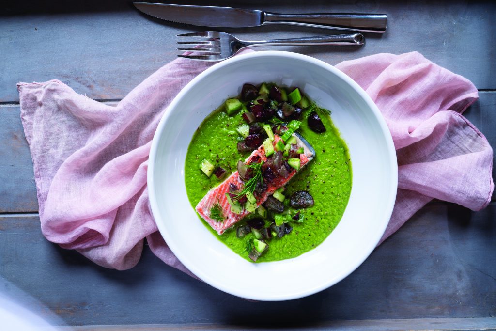 Salmon with Cucumber Grape Salsa