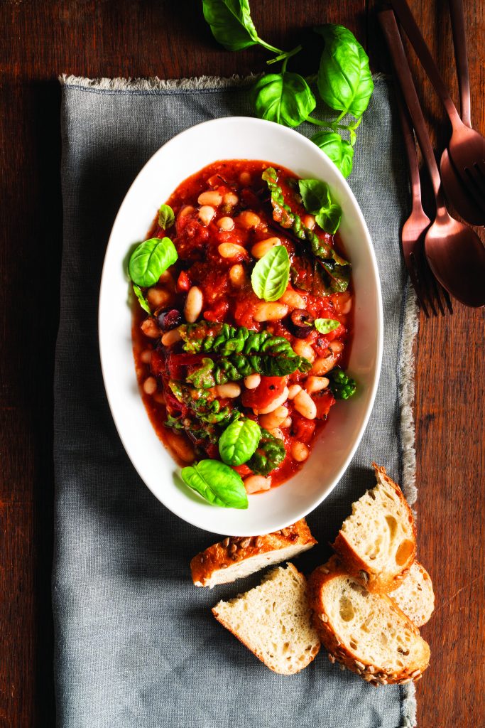 Puttanesca with Beans and Chard