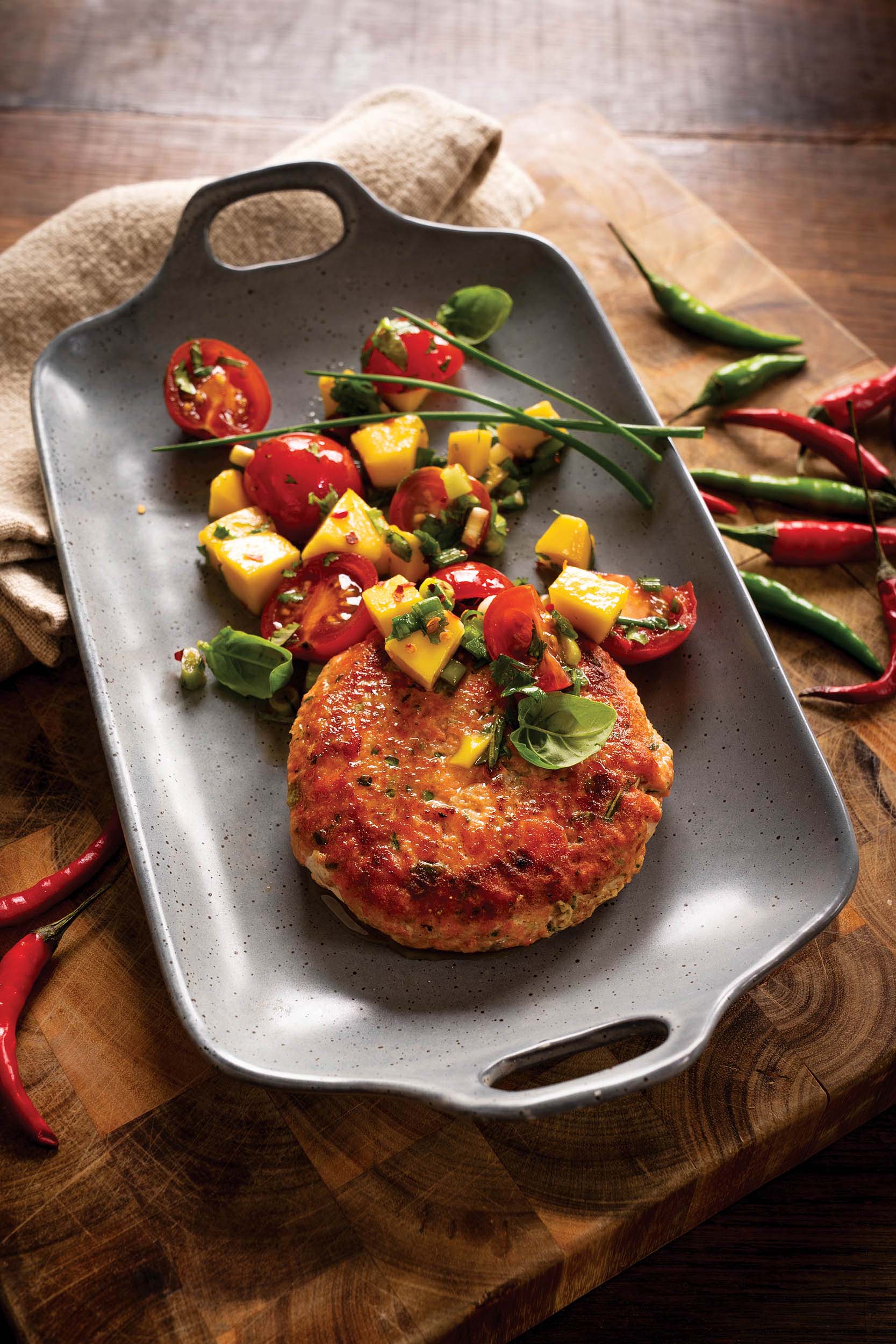 Salmon Burgers with Mango-Thai Salsa