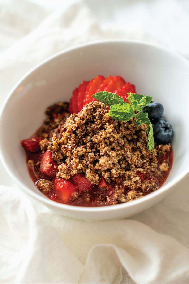 Berry and Rhubarb Granola Crisp