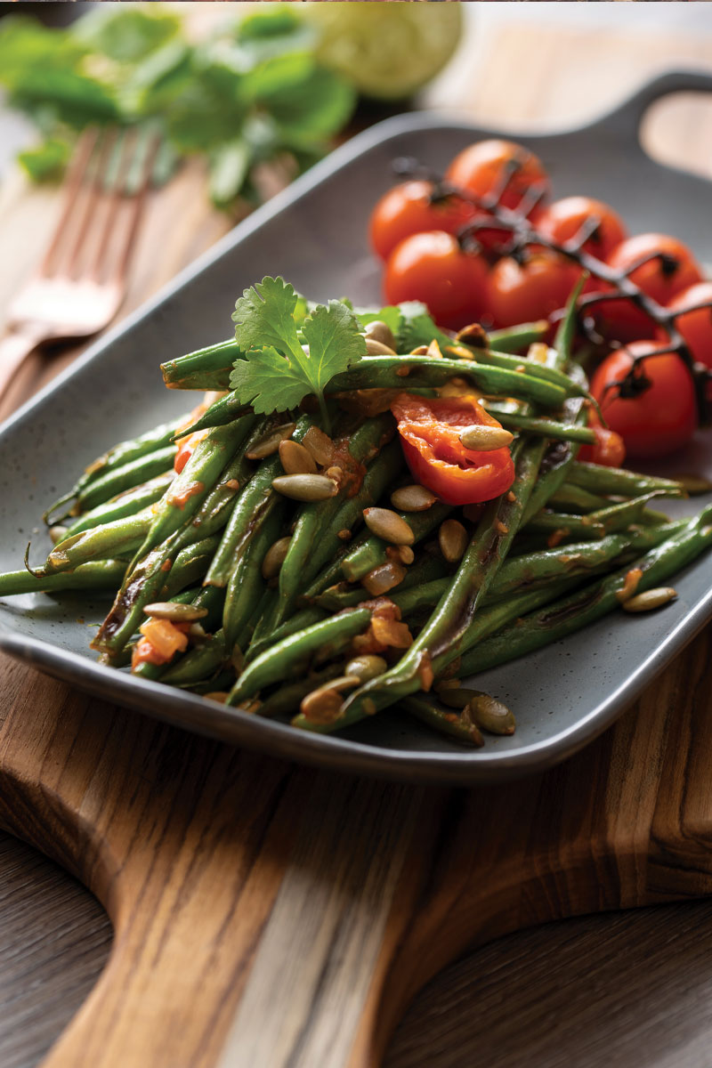 Charred Green Beans with Salsa