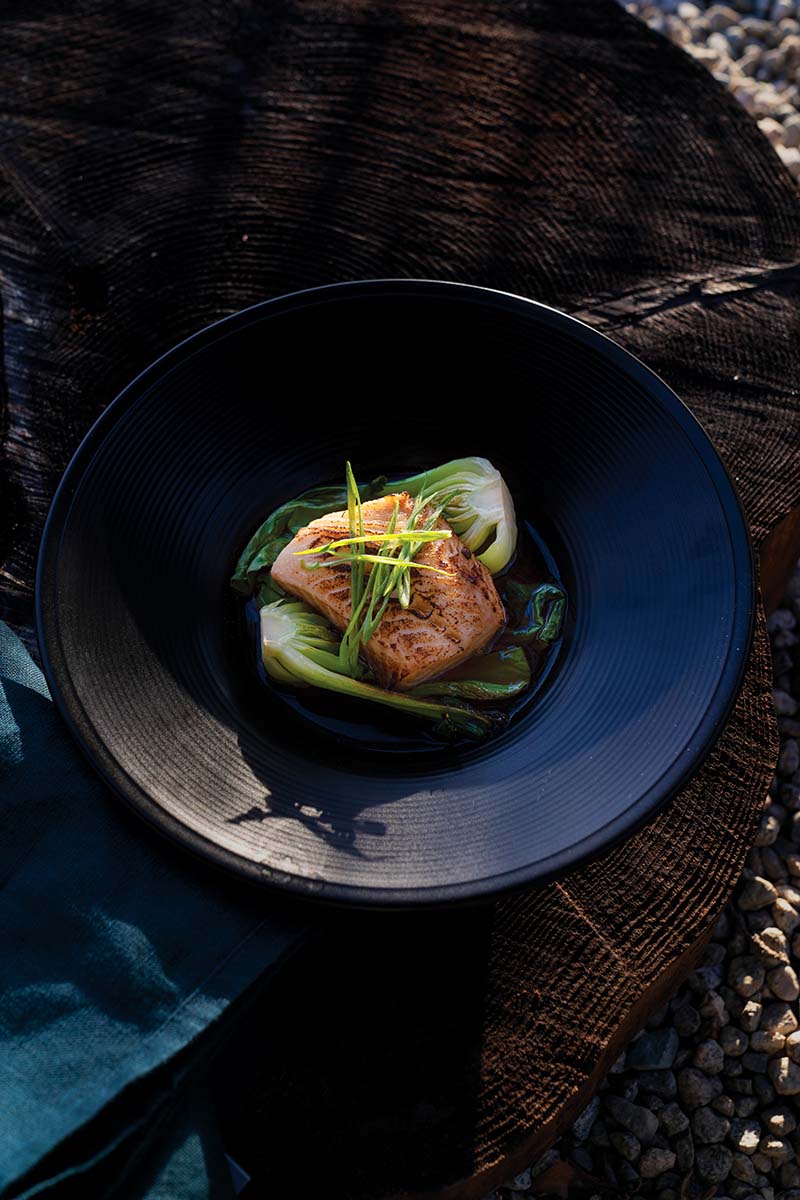 Poached Sablefish and Bok Choy with Lemongrass, Ginger, and Chili