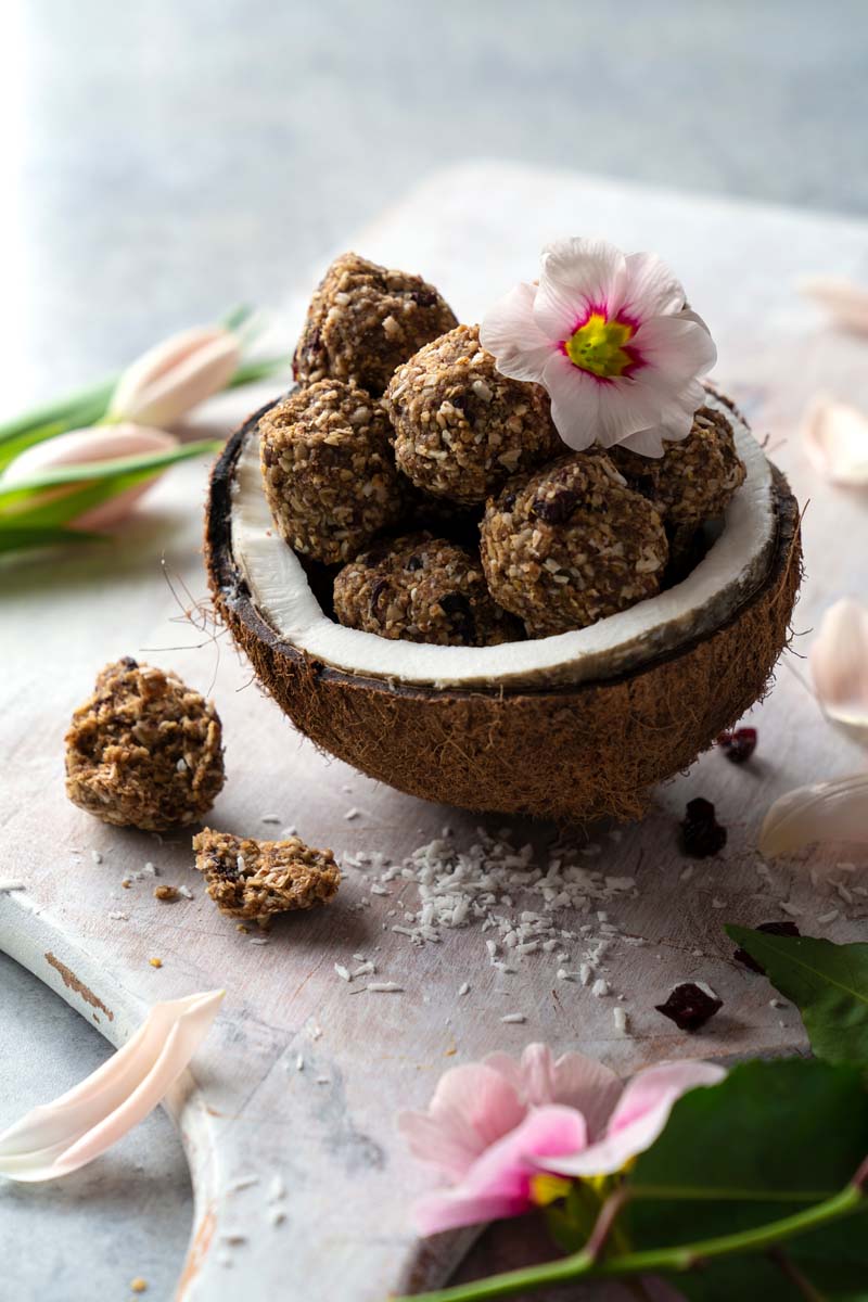 Sprouted Oat and Flax Coconut Cranberry Bites