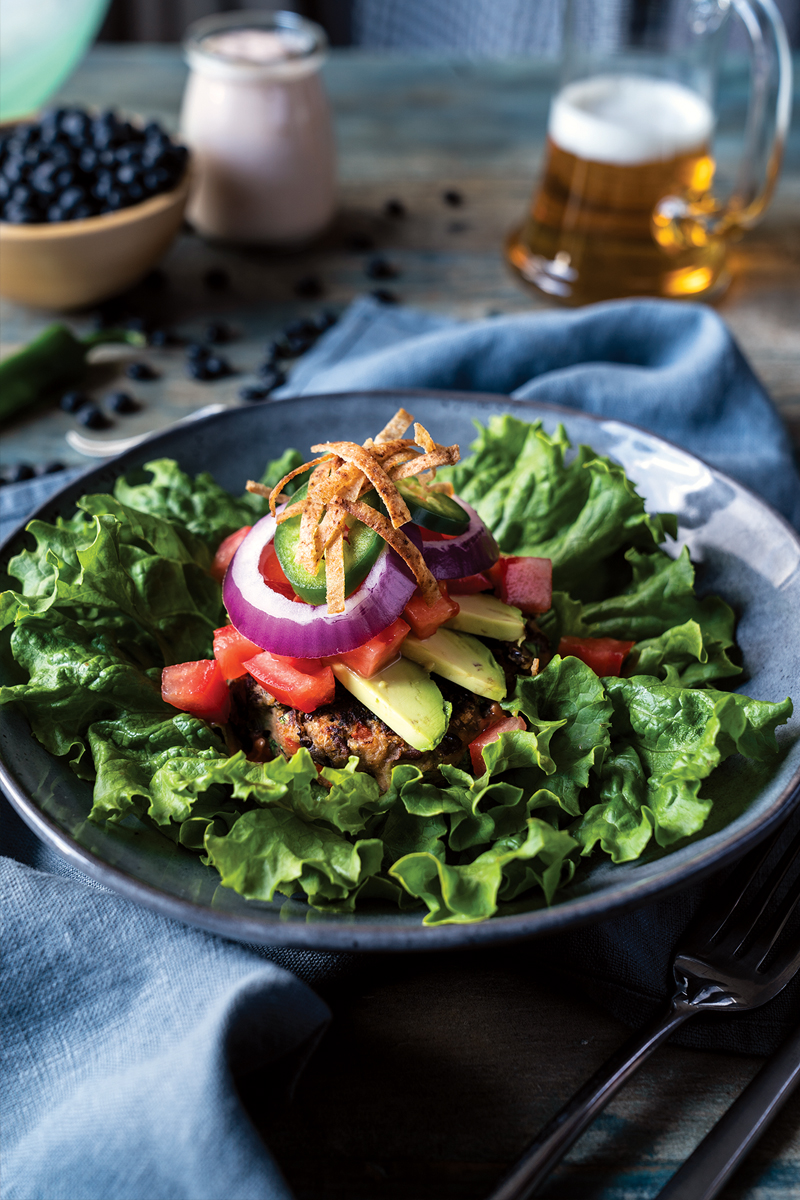 Mexican Black Bean Burger Bowl—With a Kick