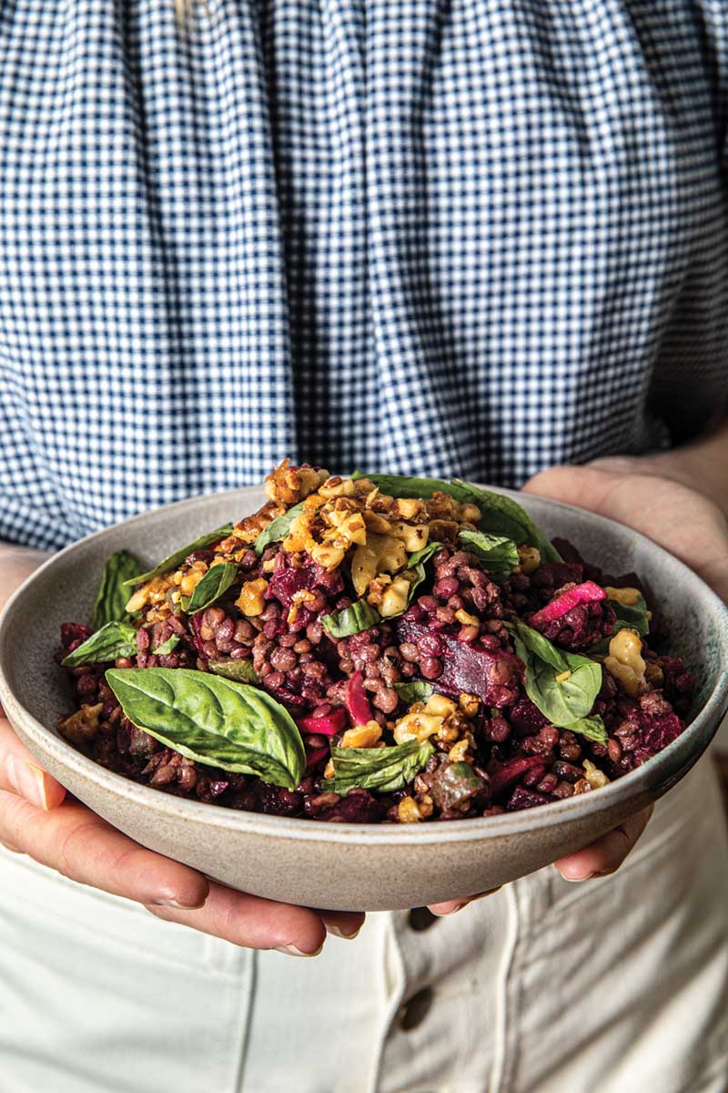 French Lentil & Beet Salad with Garlicky Walnuts