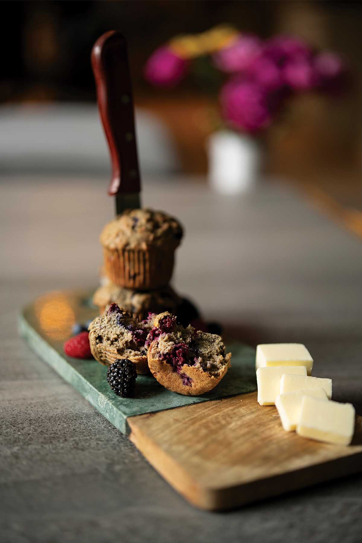 Purple Berry Protein Breakfast Muffins