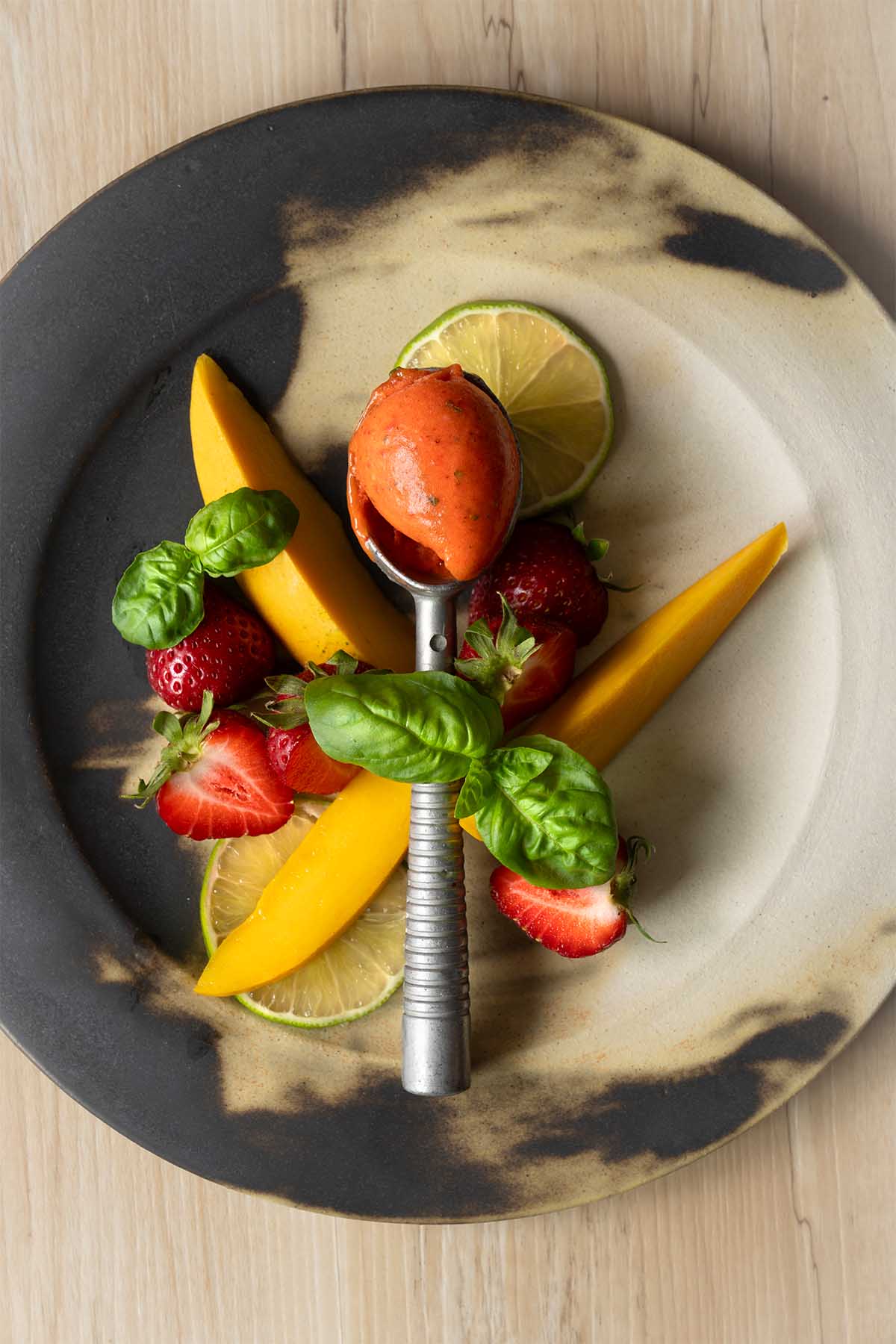 Strawberry Mango Basil Sorbet