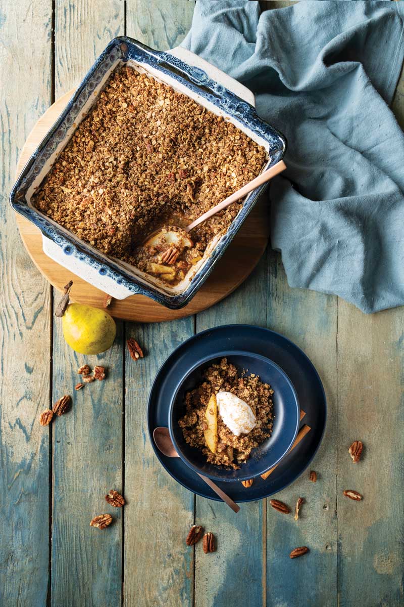 Brown Butter Gingerbread Pear Crisp