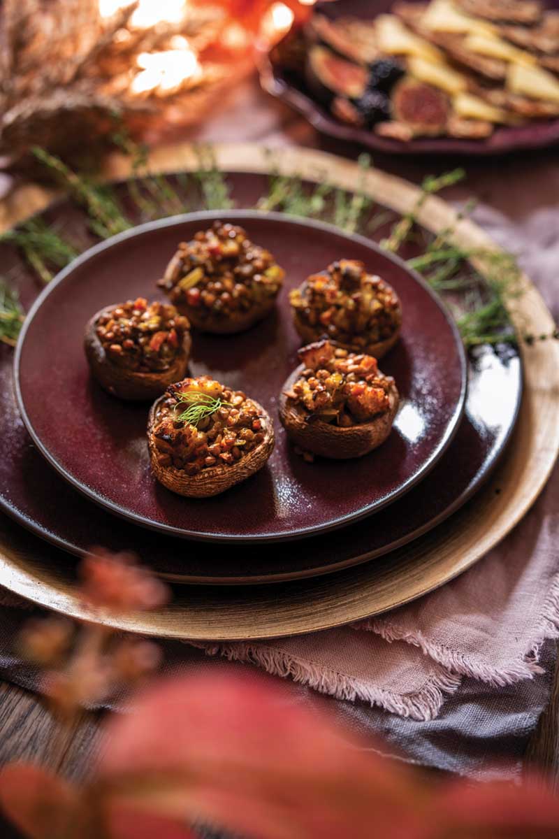 Stuffed Mushrooms with Fennel and Lentils