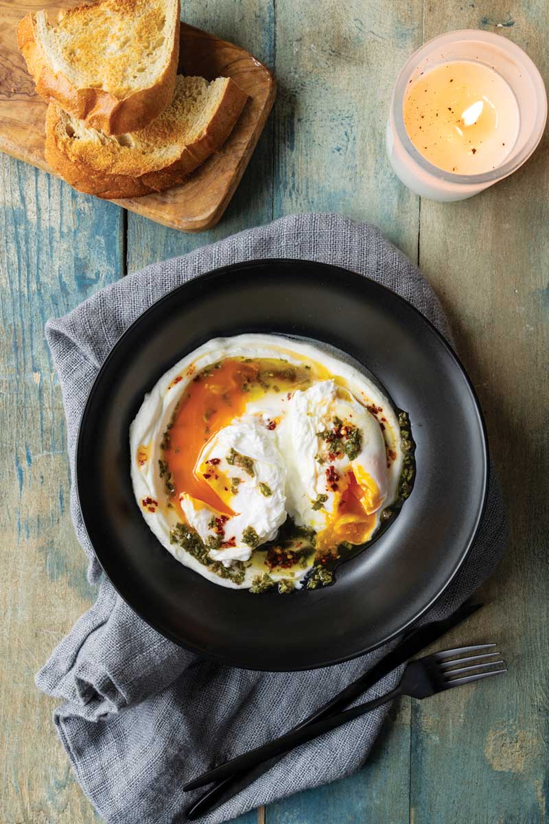 Turkish-Inspired Pesto and Hot-Honey Eggs