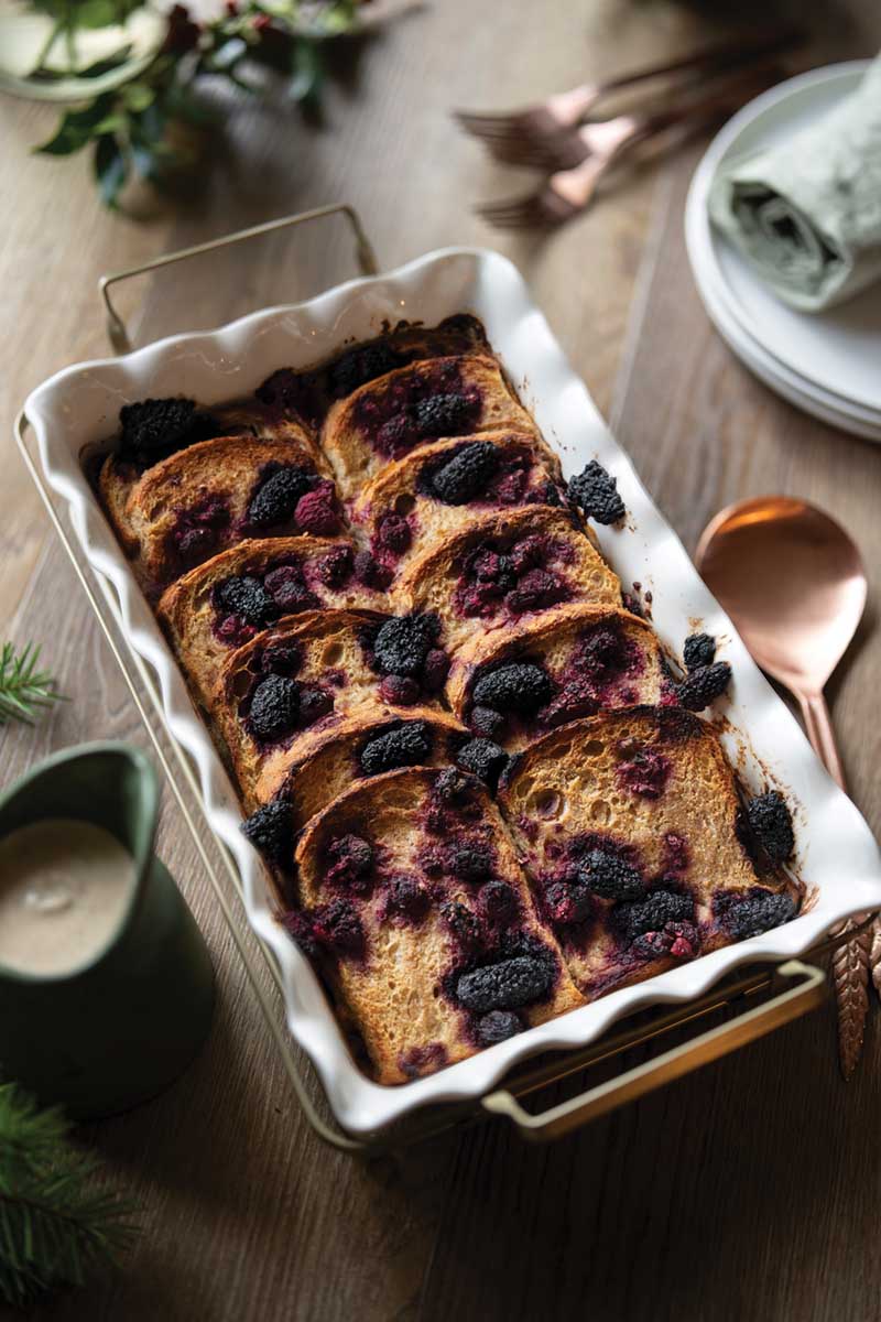 French Toast Casserole with Vanilla Cardamom Cashew Cream