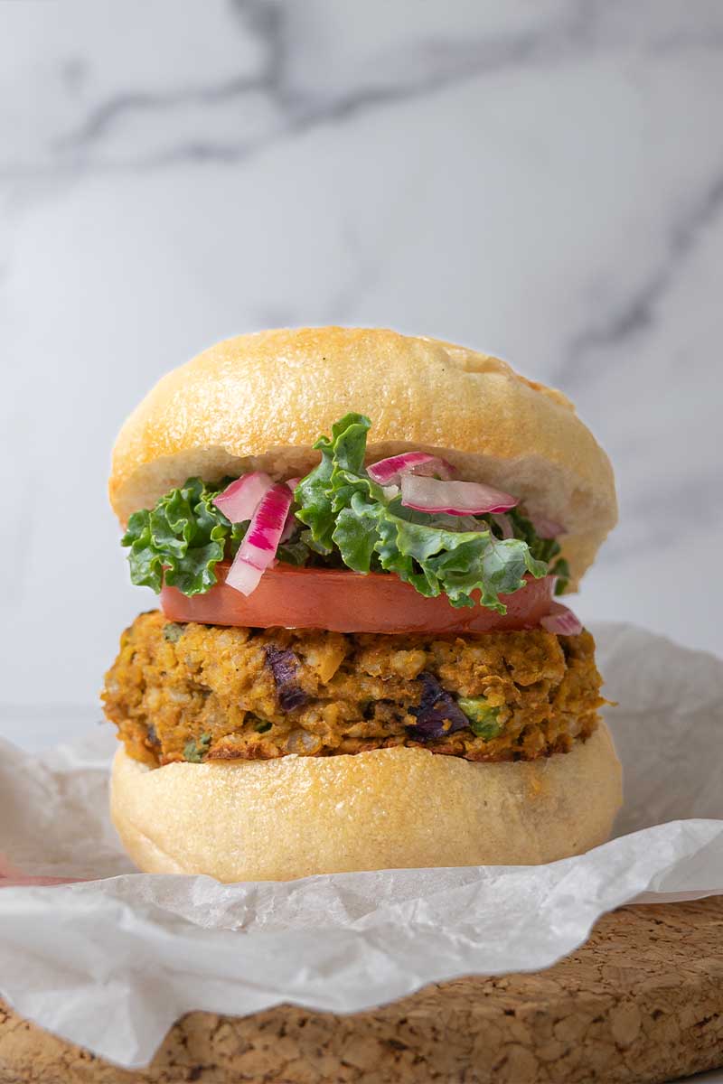 Curried sweet potato burgers