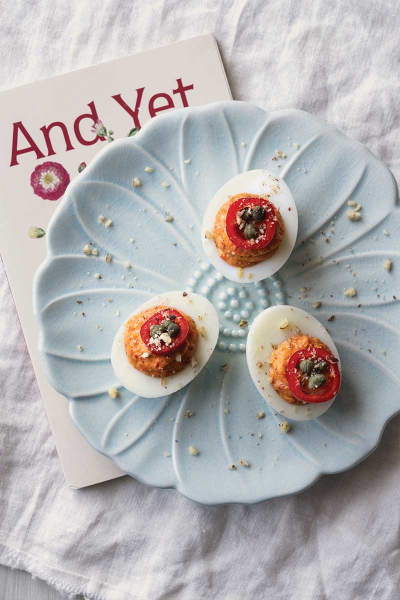 Romesco deviled eggs