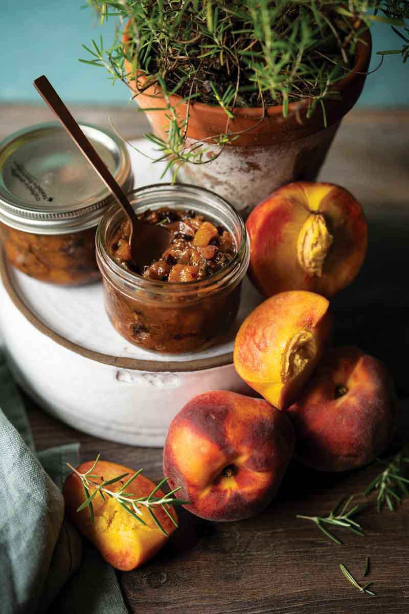 Sweet and sour peach chutney